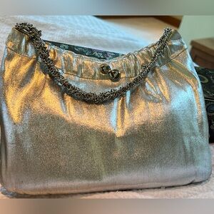 Vintage 60's Ande Silver Metallic Evening Bag Purse Chain Handle